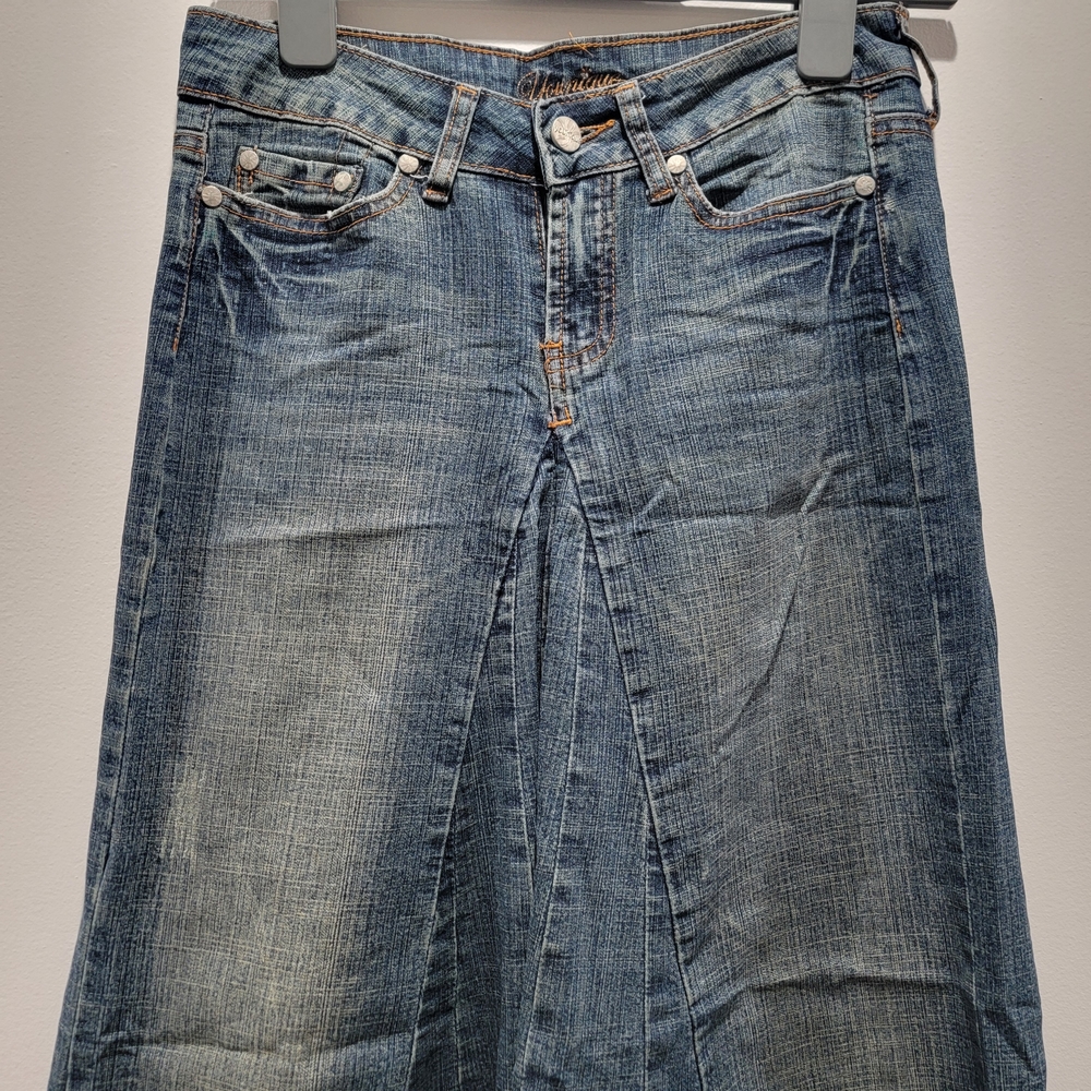 Younique Long Flared Jean Skirt Size 3 - Picture 2 of 4